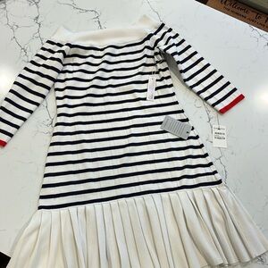 Never worn, dropped waist, off the shoulder nautical style dress